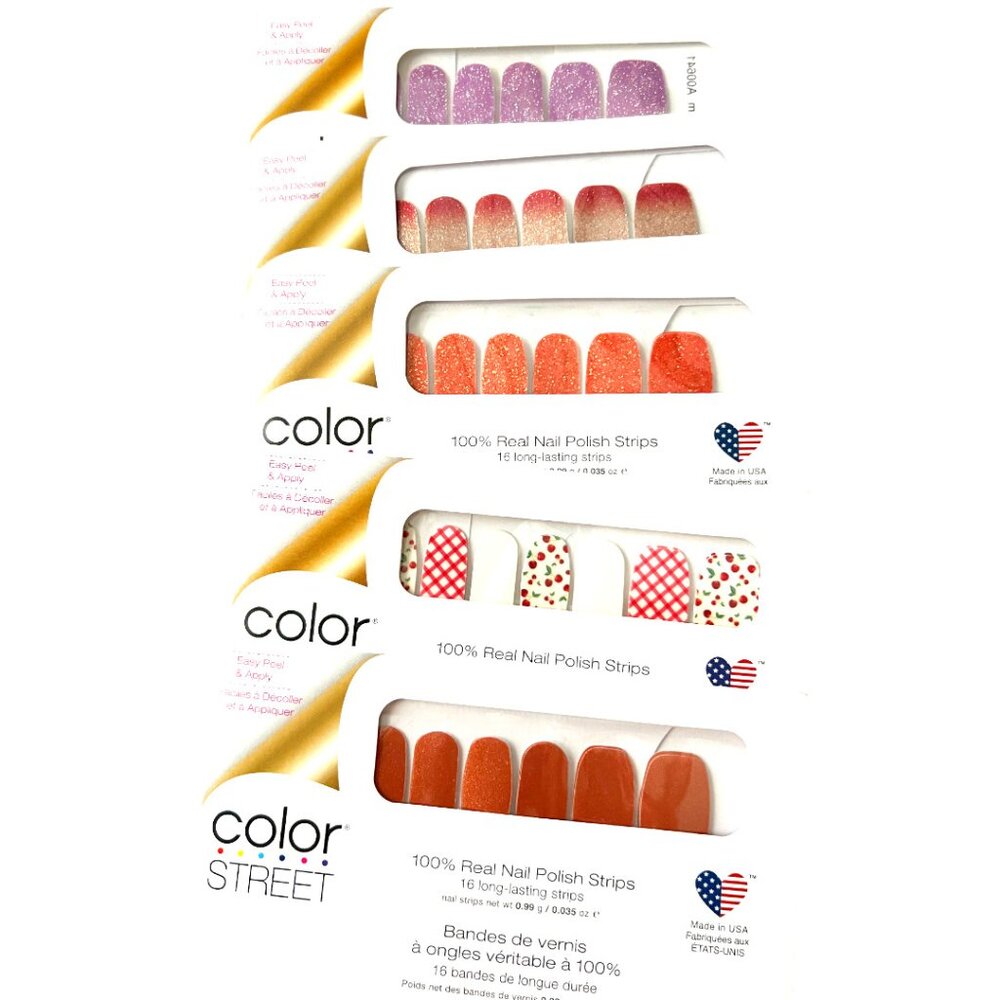 NWT FIVE Vintage Color Street Nail Strips BUNDLE NWT